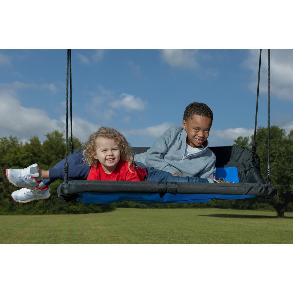 Blue and Black Heavy-Duty Rectangular Platform Swing with Steel Frame