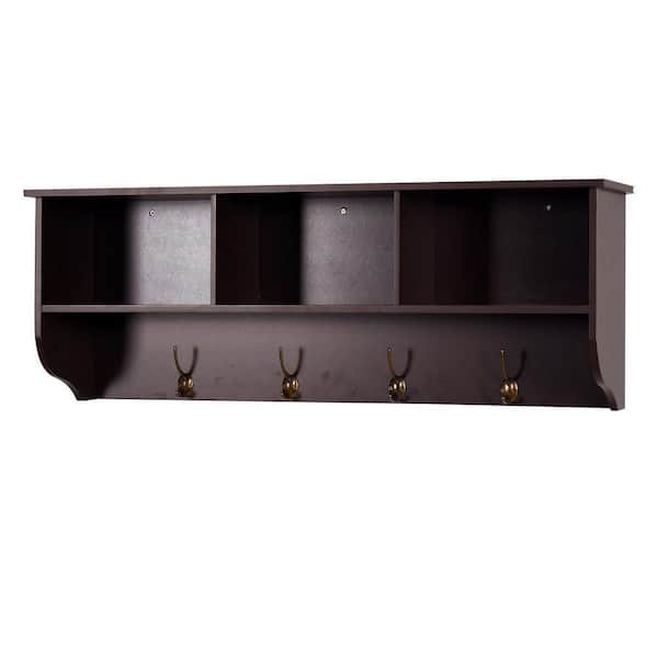 38.58 in. W x 7.87 in. D Espresso Wood Decorative Wall Shelf Decorative Wall Shelf