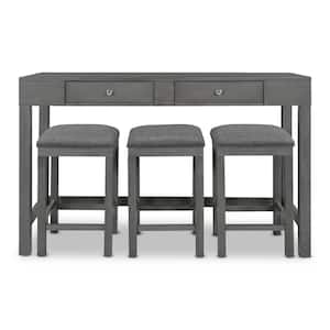 Hanie 4-Piece Wood Top Gray Counter Height Table Set with Socket