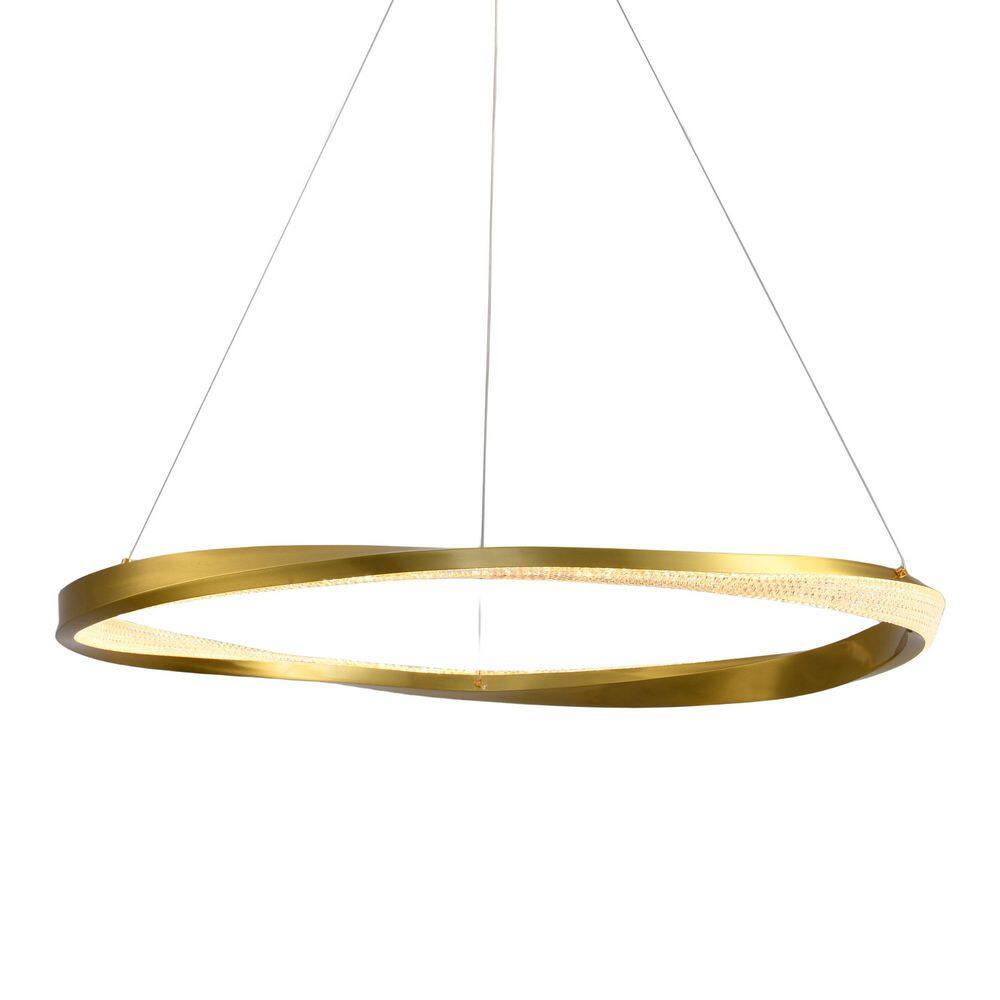 1-Light Modern Integrated LED Chandelier Light Fixture, Crystal Rings Chand