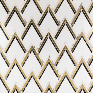 Ogee Black and Brass 16.92 in. x 13.20 in. Polished Marble Mosaic Wall Tile (1.55 sq. ft./Each)