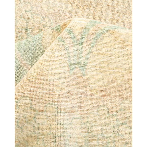 Arts and Crafts 6 ft. x 12 ft. Ivory Floral Wool Indoor Runner Rug