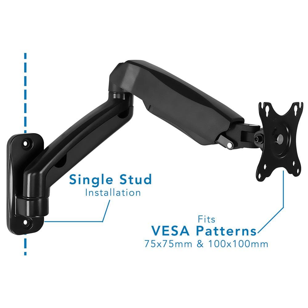 Black Adjustable Full Motion Wall Mount Monitor Arm