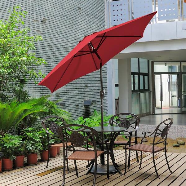9 foot patio umbrella with crank Forest Green Multi Stripe Crank & Tilt Round Patio Umbrella, 9'