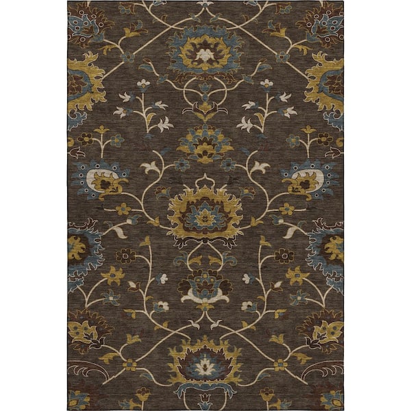 Mayfield Premium Machine Washable Abstract AMF2290 Chocolate 8 ft. x 10 ft. Area Rug