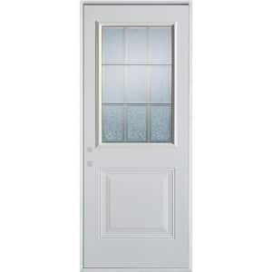 33.375 inch x 82.375 inch Beatrice Zinc Full Oval Lite Prefinished White  Right-Hand Inswing Steel Prehung Front Door - ENERGY STAR®