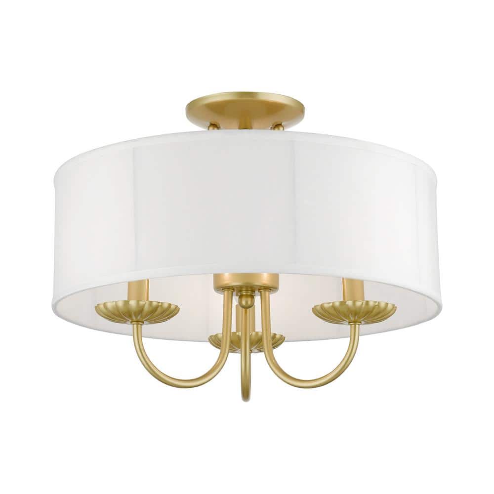Brookdale Soft Gold 3-Light LED Semi-Flush Drum Light