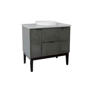 Scandi II 37 in. W x 22 in. D Bath Vanity in Gray with Granite Vanity Top in Gray with White Round Basin