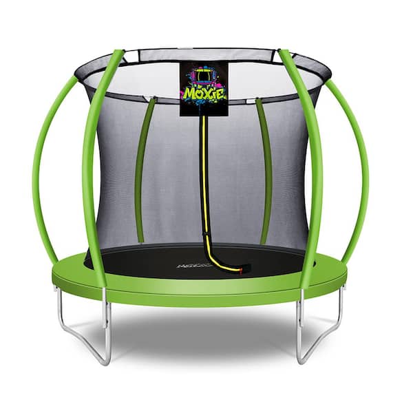 Machrus Moxie 8 ft. Green Apple PumpkinShaped Outdoor Trampoline Set with Premium TopRing Frame Safety Enclosure