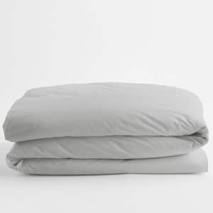 Organic Pearl Gray Solid Twin Cotton Percale Duvet Cover