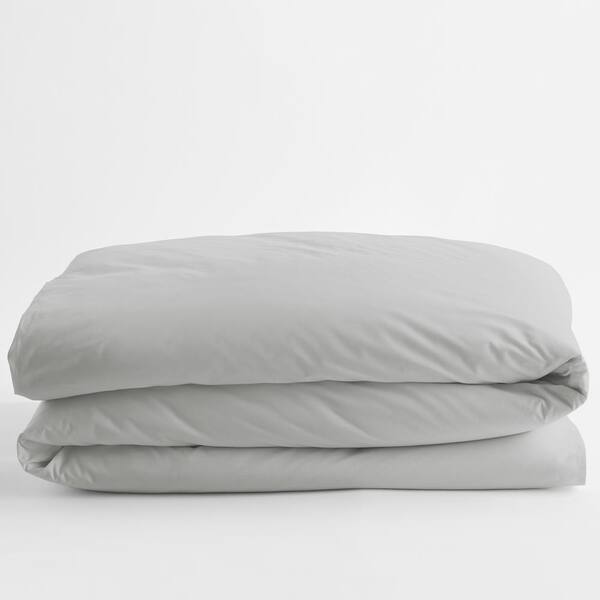 The Company Store Legends Hotel Organic Pearl Gray Solid Twin Cotton Percale Duvet Cover