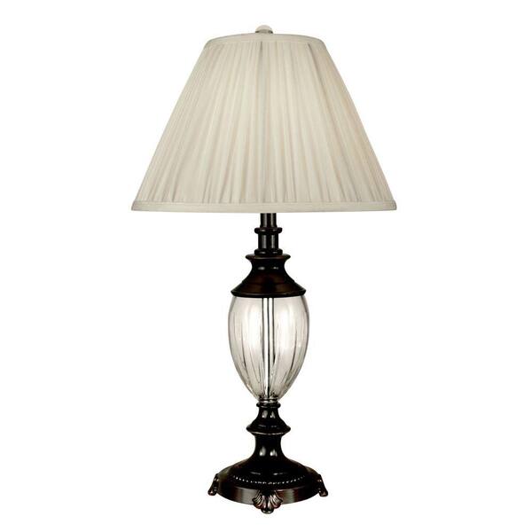 Dale Tiffany 29.5 in. Josie Oil-Rubbed Bronze Table Lamp with Crystal Shade