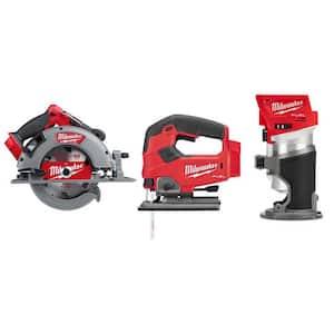 M18 FUEL 18-Volt Lithium-Ion Brushless 7-1/4 in. Cordless Circular Saw/Jigsaw/Compact Router Combo Kit (3-Tool)