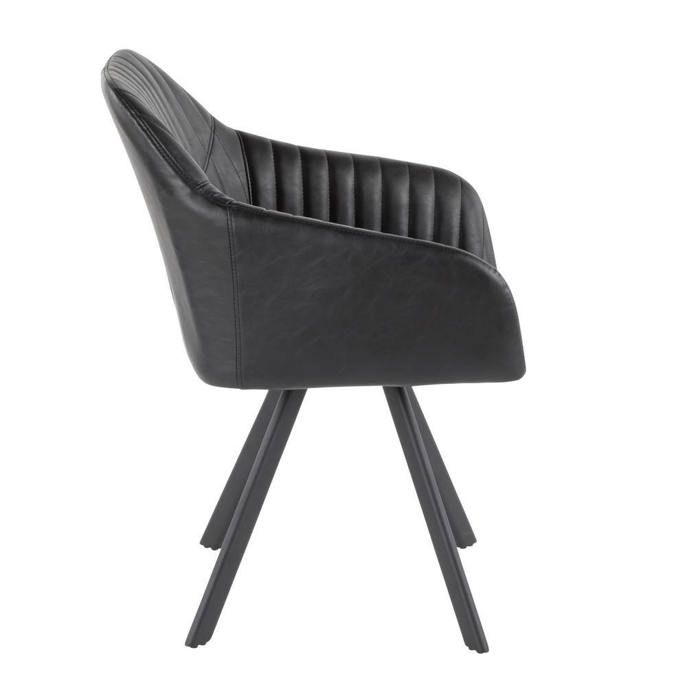 Modern Splayed-Leg High Chair in Black Faux Leather