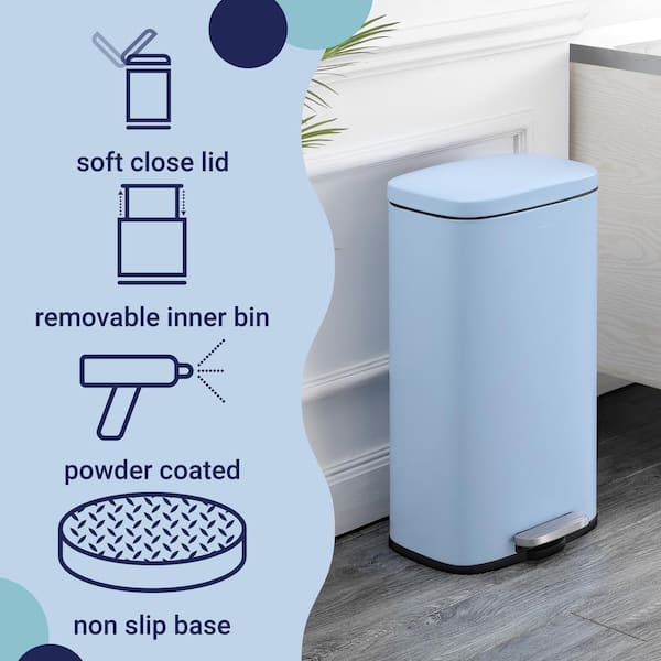 happimess Curtis 8-Gal. Step-Open Trash Can, Tide Pool Blue