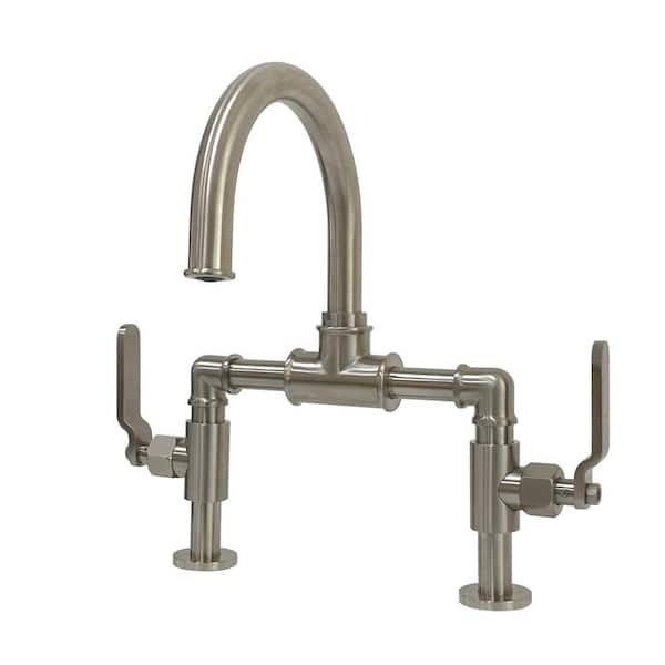 Industrial Bridge 8 in. Widespread 2-Handle Bathroom Faucet in Brushed Nickel