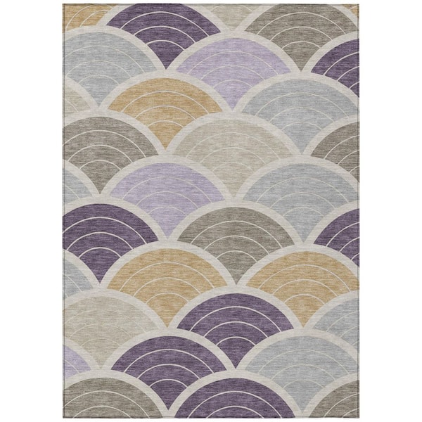 Chantille Machine Washable Indoor/Outdoor Abstract ACN3095 Plum 8 ft. x 10 ft. Area Rug