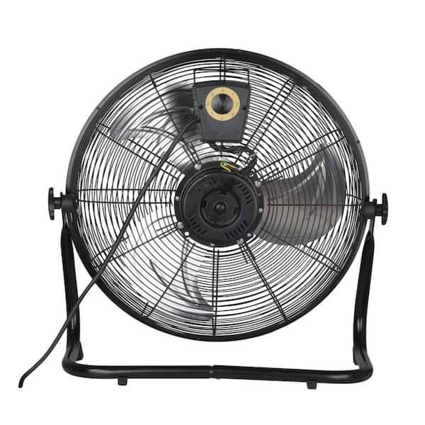 12 in. 3-Speed High-Velocity Industrial Heavy Duty Metal Floor Fan in Black with Tilting Head for Outdoor/Indoor Use