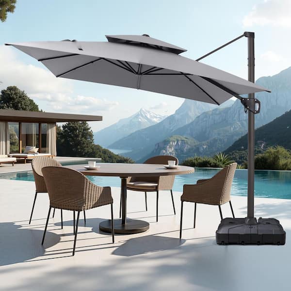 best base for 9ft patio umbrella wikiwiki Solar Led with Included, 32 LED Lights, 8 Sturdy Ribs, Fade Resistant Waterproof POLYESTER DTY Canopy Garden, Lawn, Deck, Backyard & Pool, Sky Blue elegant outdoor space with this beige 9ft patio umbrella with base Best Patio Umbrellas For Wind