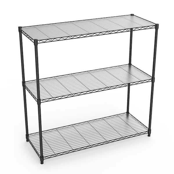 3-Tier Adjustable Height Metal Wire Garage Storage Shelving Unit in Black (48 in. W x 47.2 in. H x 18 in. D)