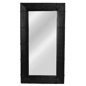 24.02 in. W x 43.7 in. H Bamboo Rectangular Black Finish Framed Wall Decorative Mirror
