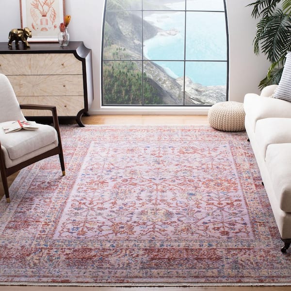 Hellenic 8 ft. x 10 ft. Ivory/Rust Border Distressed Area Rug