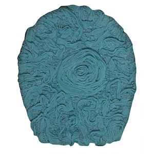 Bell Flower Collection 100% Cotton Tufted Bath Rug, 18x18 Toilet Lid Cover, Blue