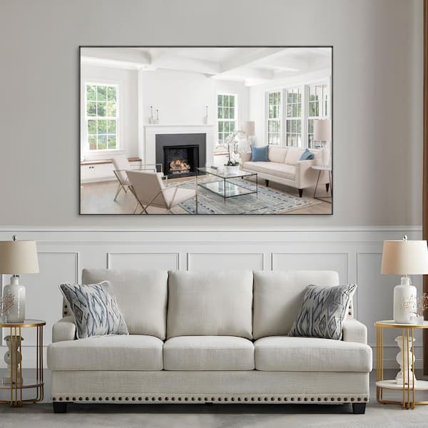 72 in. W x 48 in. H Rectangular Framed Wall Bathroom Vanity Mirror in Black