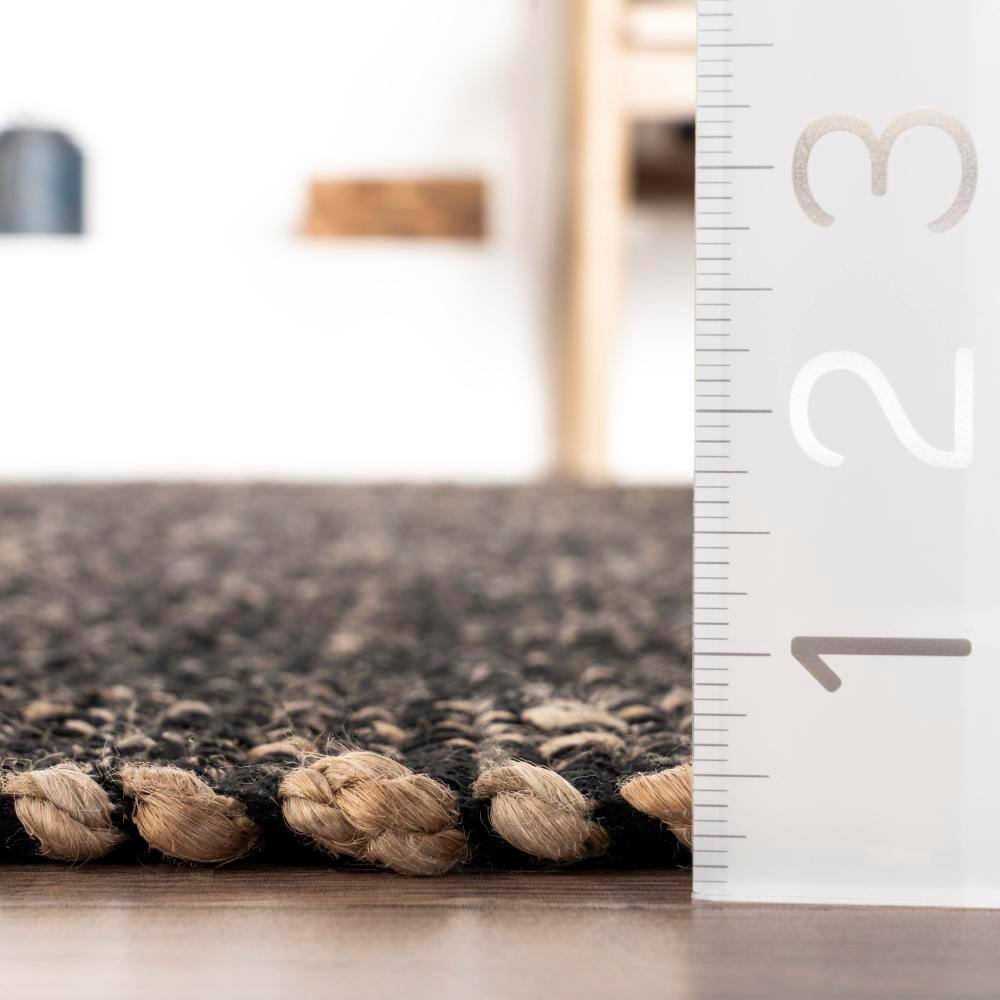 Handmade Charcoal Cotton Jute Blend Runner Rug