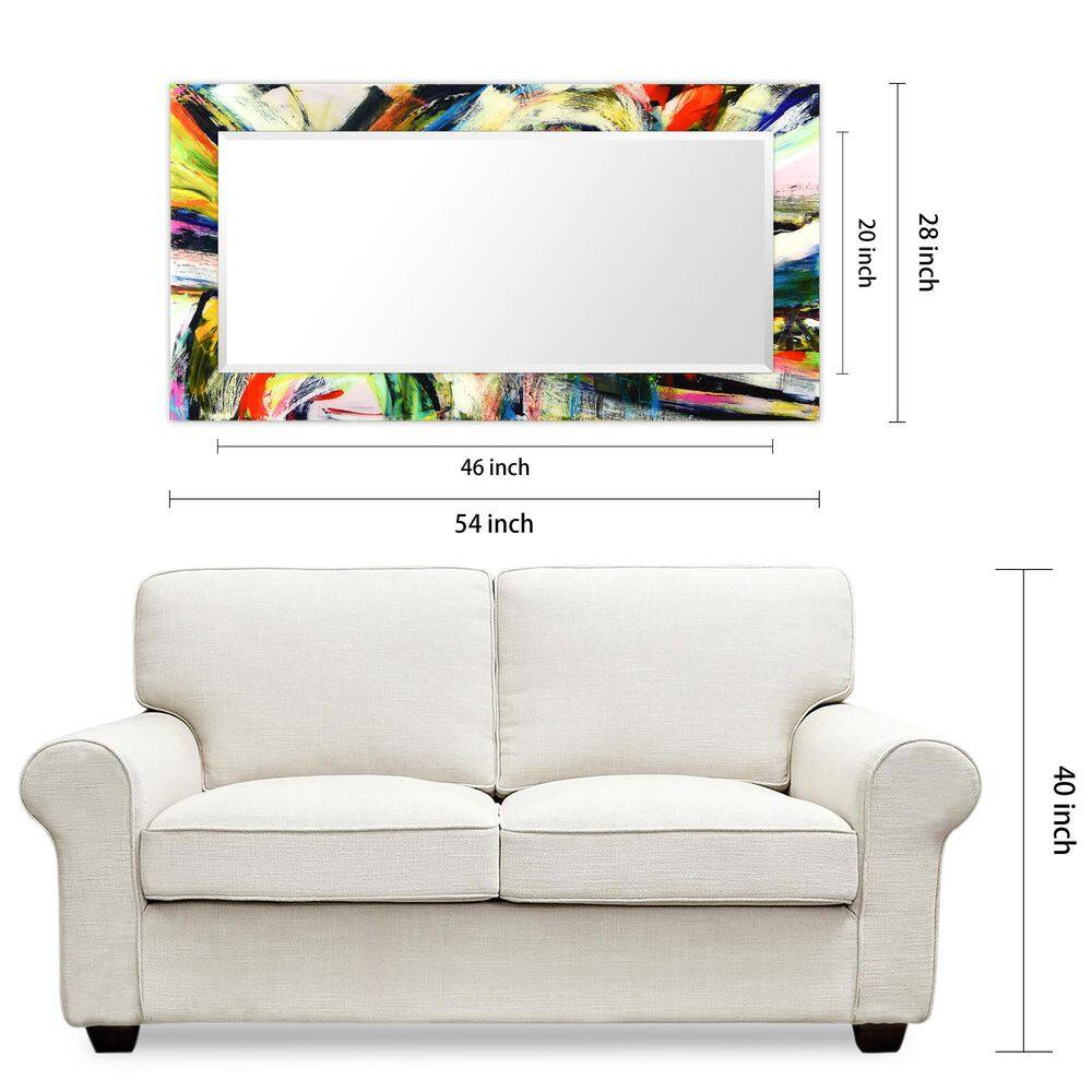 Vibrant Multicolor Rectangular Beveled Wall Mirror with Tempered Glass