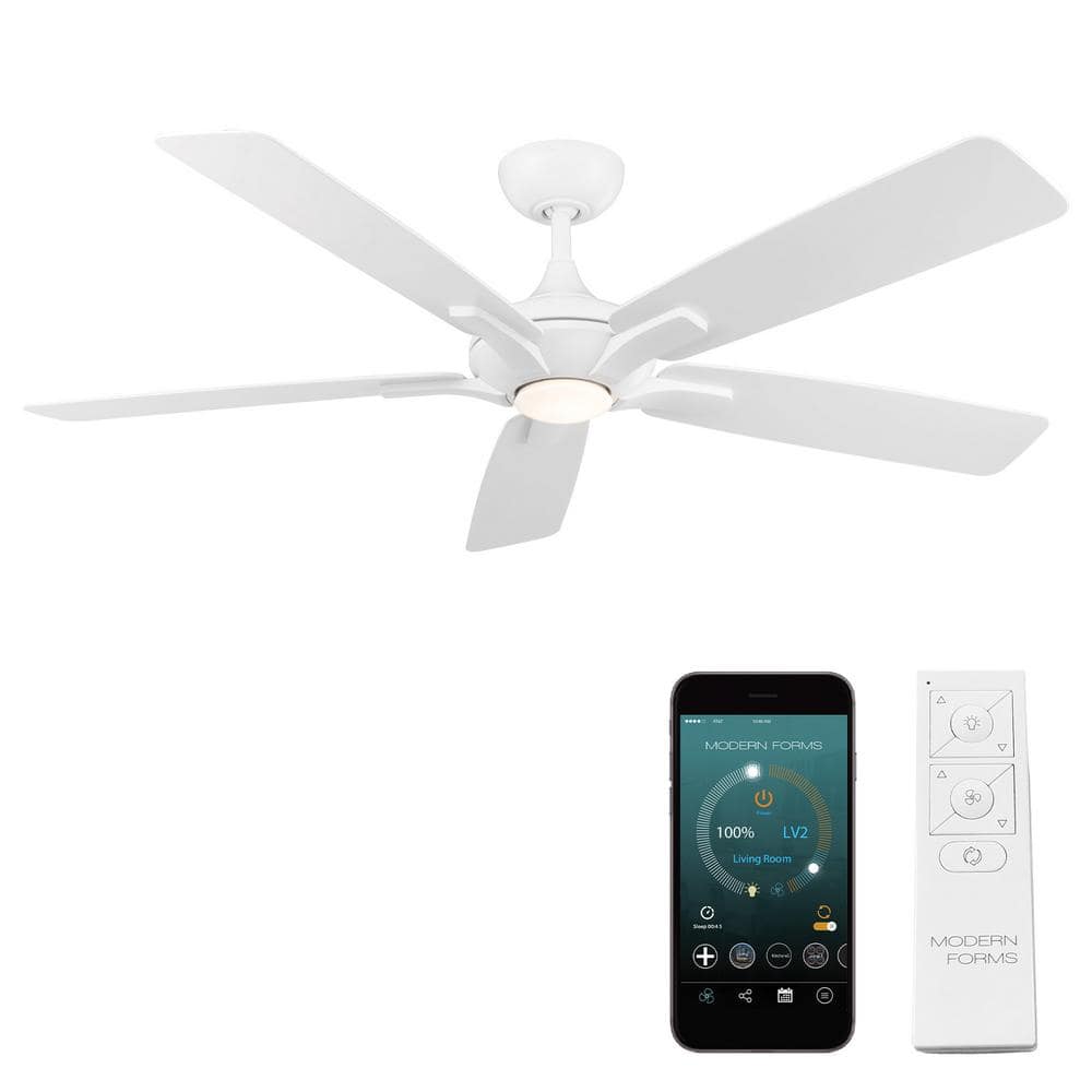 Mykonos 5 - 60 in. Smart Indoor/Outdoor Matte White 5-Blade Standard Ceiling Fan Soft White Integrated LED +Remote price history on PriceWatchPro