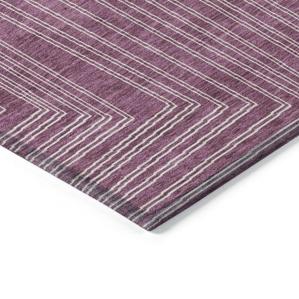 Eggplant Geometric Synthetic Flat Woven Washable Rug, 3' x 5'