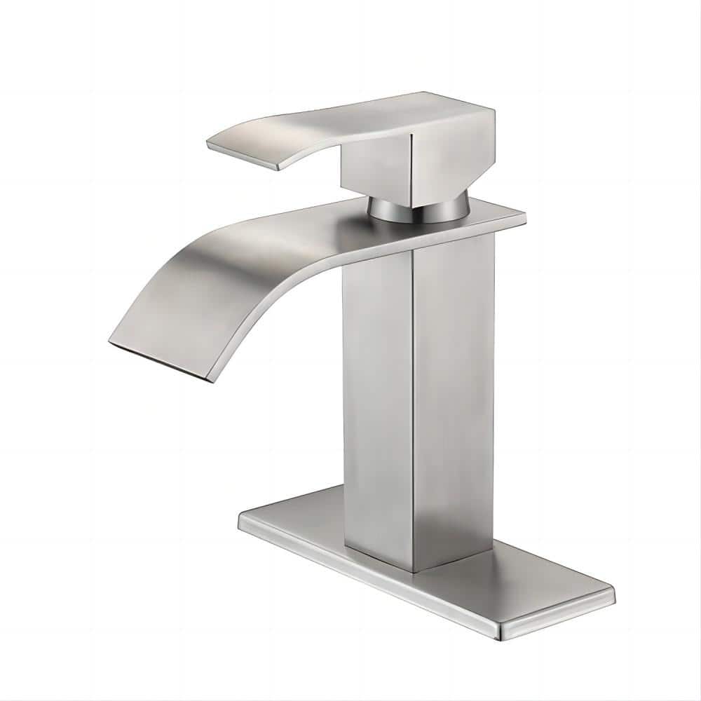 Waterfall Spout Bathroom Faucet, Single Hole Single Handle Bathroom Vanity Sink Faucet in Brushed Nickel price history on PriceWatchPro