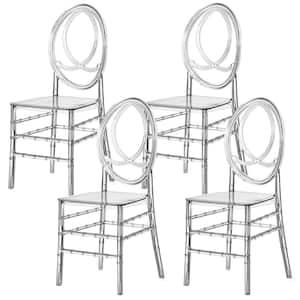 Modern Phoenix Dining Chair, Stackable Transparent Party Chair, Crystal Clear Chair for Events and Weddings, (Set of) 4