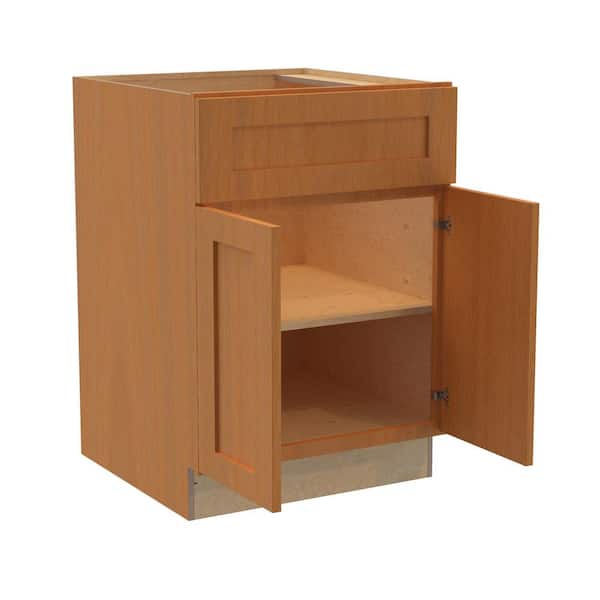 Newport 24 in. W x 24 in. D x 34.5 in. H Assembled Plywood Base Kitchen Cabinet in Cinnamon with Soft Close