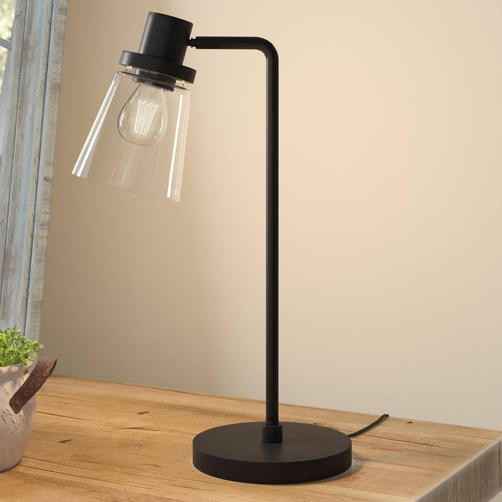 Granville 21" Blackened Bronze Smart Table Lamp with Clear Glass Shade