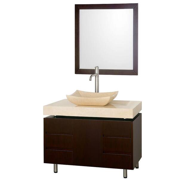 Wyndham Collection Malibu 36 in. Vanity in Espresso with Marble Vanity Top in Ivory and Marble Sink