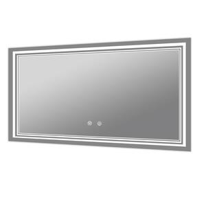 60 in. W x 24 in. H Rectangular Frameless Wall Mount Bathroom Vanity Mirror with LED Front Light Anti-Fog