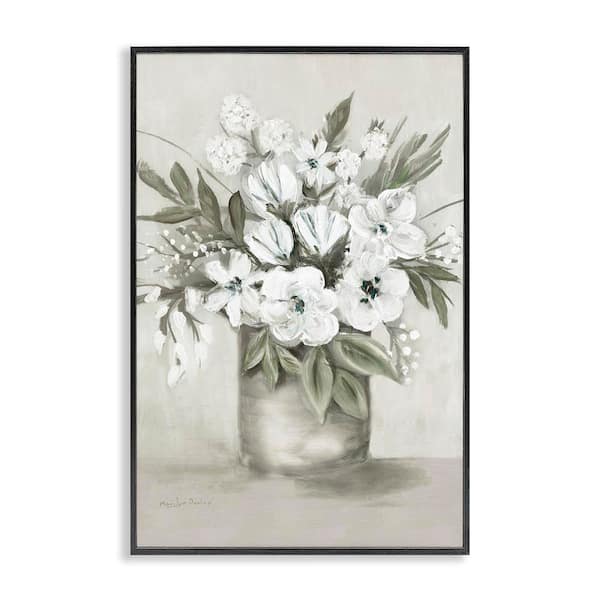 Stupell Industries Mixed White Flowers by Marilyn Dunlap Black Framed Nature Giclee Art Print 18 in. x 12 in.