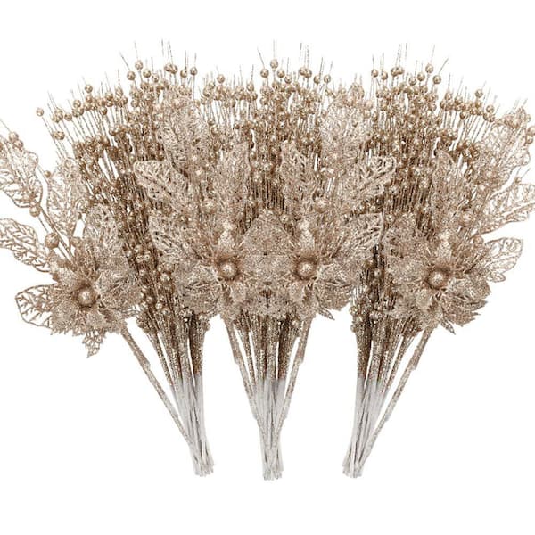 Christmas 16.5 in. beige Indoor Artificial Berries in 28-Pack Picks