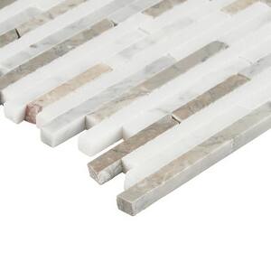Cracked Joint Random Vanilla 12 in. x 12 in. x 10mm Mosaic Marble Floor and Wall Tile (1 sq. ft./Each)