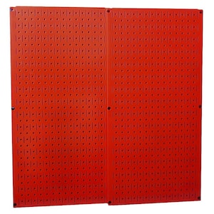 32 in. x 32 in. Overall Size Red Metal Pegboard Pack with Two 32 in. x 16 in. Pegboards