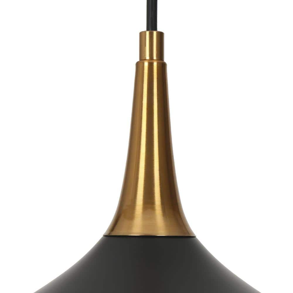 Matte Black and Brass Mini Pendant Light with Glass Shade