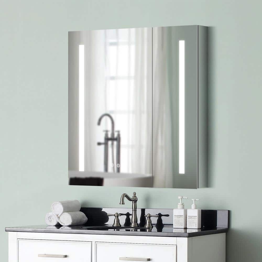 ANGELES HOME 30 in. W x 30 in. H Silver Recessed/Surface Mount LED ...