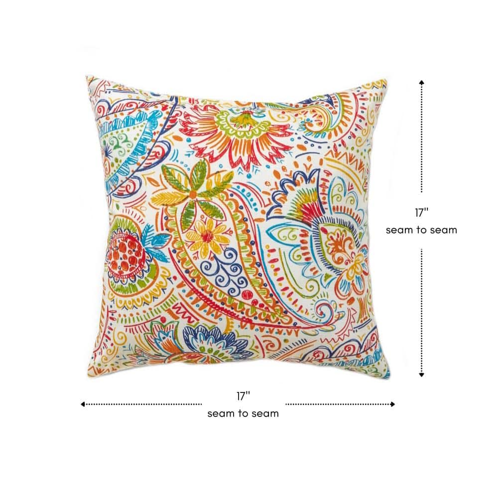 Jamboree Paisley 17" Square Outdoor Throw Pillows Set