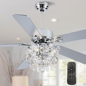 52 in. Indoor Brushed Nickel Crystal Reversible Ceiling Fan with Light and Remote
