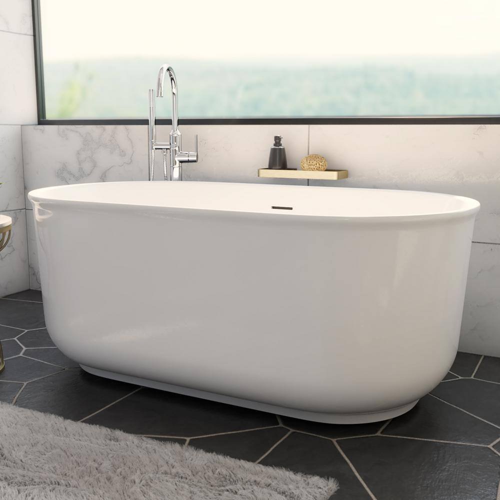 Alliance Pro 67" White Acrylic Freestanding Oval Bathtub
