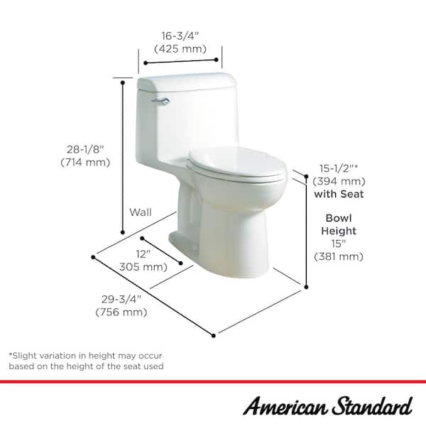Champion Four 1-Piece 1.6 GPF Single Flush Elongated Toilet in White, Seat Included
