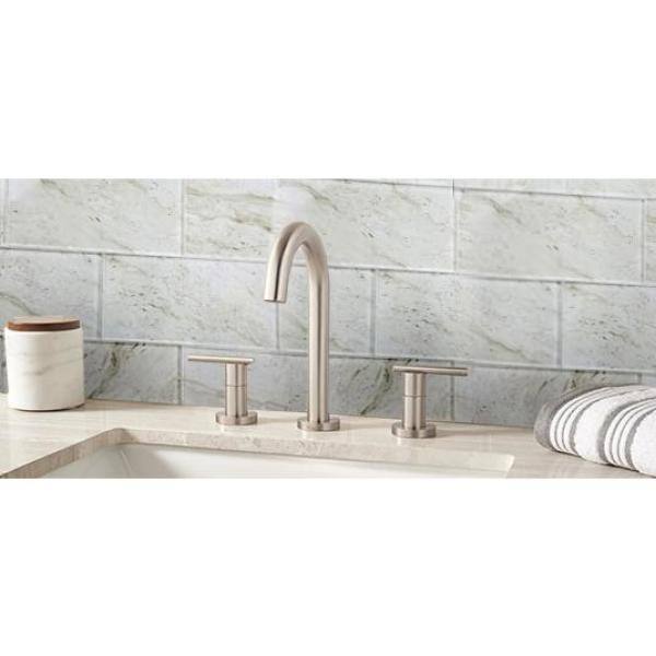 Abolos Nature 36-Pack Calacatta Gold White/Matte 4-in x 16-in Matte Glass Marble Look Wall Tile