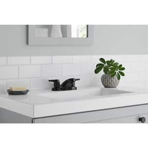 Aragon 4 in. Centerset Double-Handle Bathroom Faucet Less Pop-Up Drain in Matte Black